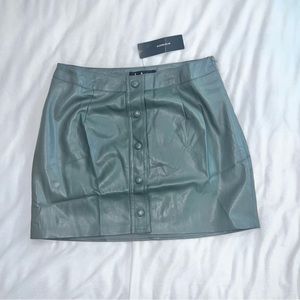Lulu’s Grey Vegan Leather Button-Front Mini Skirt